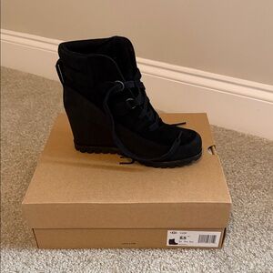UGG Black Lace-Up Wedge Boots